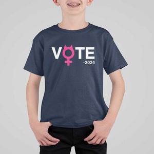Funny Vote 2024 T Shirt For Kid Cat Woman Sign Harris President 2024 TS11 Navy Print Your Wear
