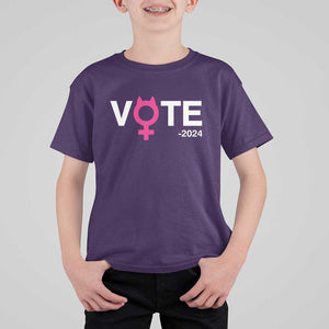 Funny Vote 2024 T Shirt For Kid Cat Woman Sign Harris President 2024 TS11 Purple Print Your Wear