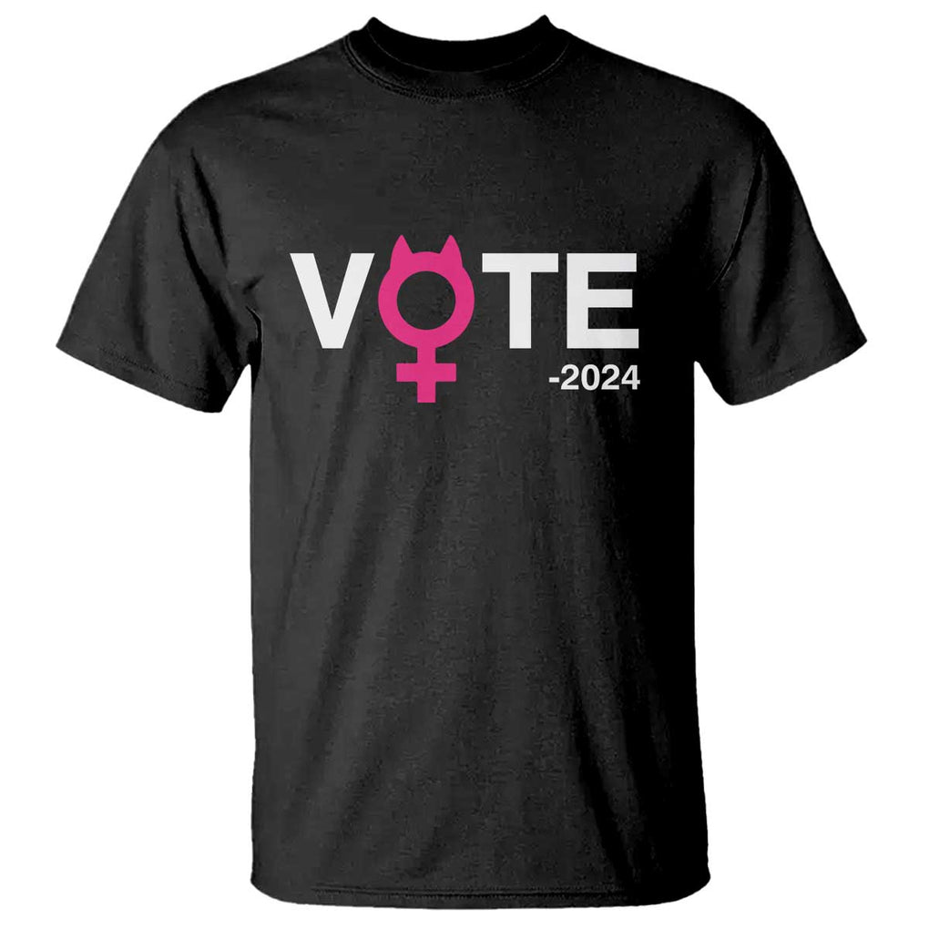 Funny Vote 2024 T Shirt Cat Woman Sign Harris President 2024 TS11 Black Print Your Wear