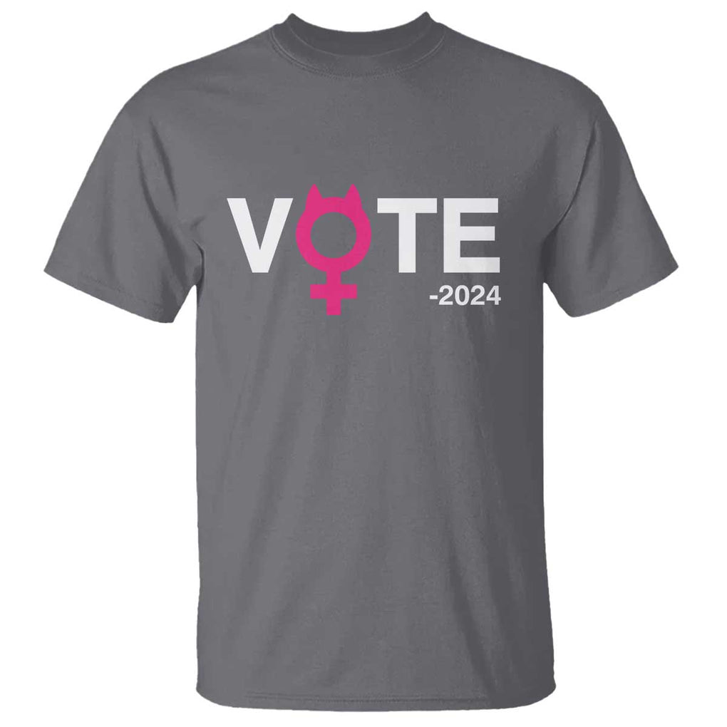 Funny Vote 2024 T Shirt Cat Woman Sign Harris President 2024 TS11 Charcoal Print Your Wear
