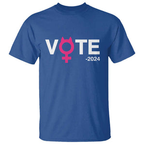 Funny Vote 2024 T Shirt Cat Woman Sign Harris President 2024 TS11 Royal Blue Print Your Wear