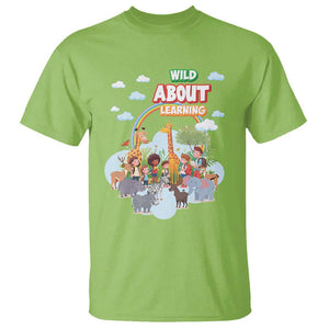 Wild About Learning T Shirt Back To School Zoo Animals Student Rainbow TS11 Lime Print Your Wear