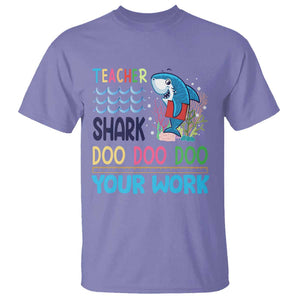 Funny Teacher Shark T Shirt Do Your Work Ruler Back To School TS11 Violet Print Your Wear