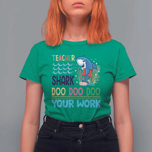 Funny Teacher Shark T Shirt For Women Do Your Work Ruler Back To School TS11 Irish Green Print Your Wear
