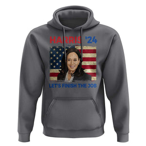 Kamala 2024 Hoodie Harris'24 Let's Finish The Job USA Flag TS11 Charcoal Print Your Wear