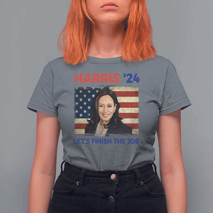 Kamala 2024 T Shirt For Women Harris'24 Let's Finish The Job USA Flag TS11 Charcoal Print Your Wear
