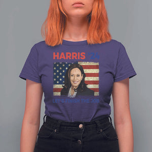 Kamala 2024 T Shirt For Women Harris'24 Let's Finish The Job USA Flag TS11 Purple Print Your Wear