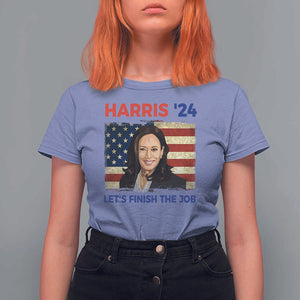 Kamala 2024 T Shirt For Women Harris'24 Let's Finish The Job USA Flag TS11 Violet Print Your Wear