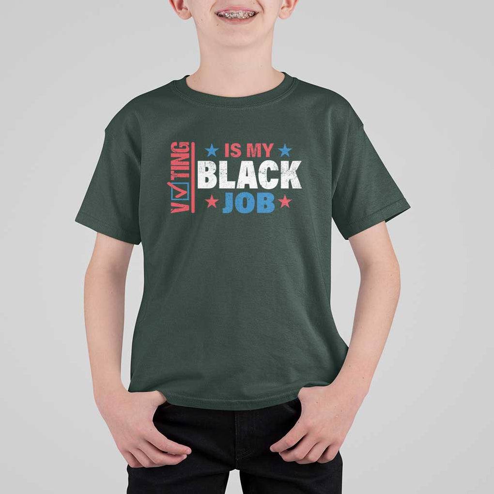 Voting Is My Black Job T Shirt For Kid Election Ballot Box Star USA Flag TS11 Dark Forest Green Print Your Wear