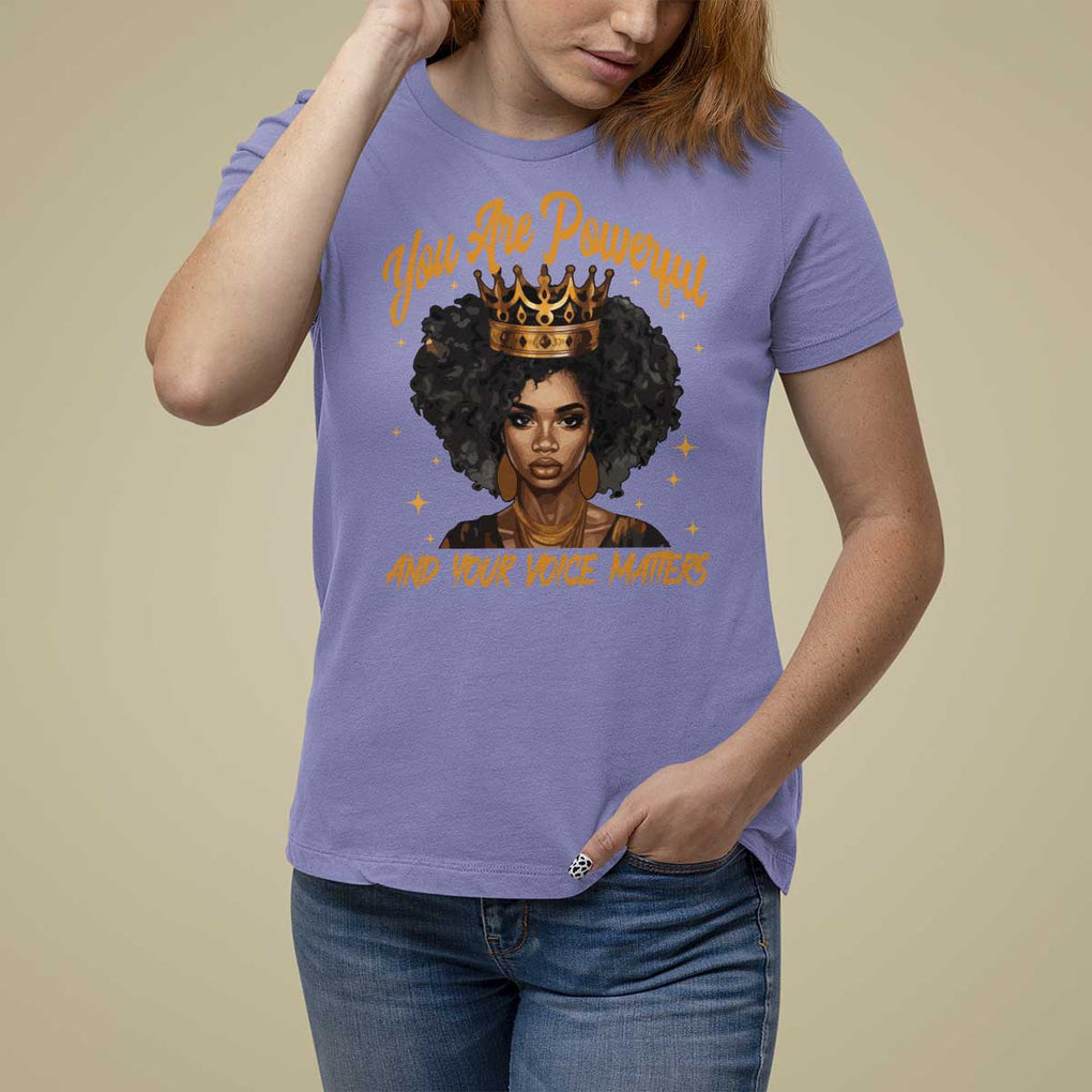 Harris 2024 T Shirt For Women You Are Powerful And Your Voice Matters Afro Girl TS11 Violet Print Your Wear