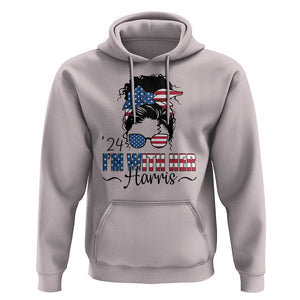 I'm With Her Harris Hoodie Kamala Support President 2024 USA Flag TS11 Ice Gray Print Your Wear