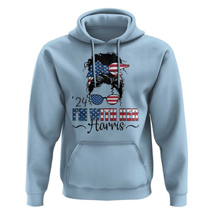 I'm With Her Harris Hoodie Kamala Support President 2024 USA Flag TS11 Light Blue Print Your Wear