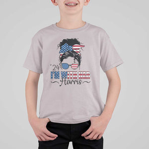 I'm With Her Harris T Shirt For Kid Kamala Support President 2024 USA Flag TS11 Ice Gray Print Your Wear