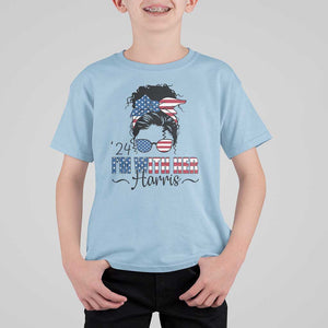 I'm With Her Harris T Shirt For Kid Kamala Support President 2024 USA Flag TS11 Light Blue Print Your Wear