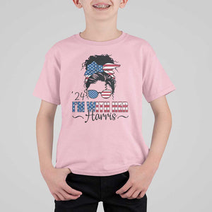 I'm With Her Harris T Shirt For Kid Kamala Support President 2024 USA Flag TS11 Light Pink Print Your Wear