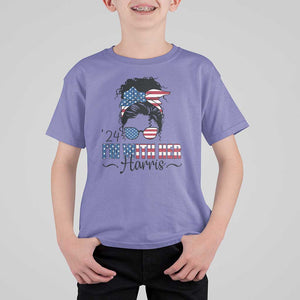 I'm With Her Harris T Shirt For Kid Kamala Support President 2024 USA Flag TS11 Violet Print Your Wear