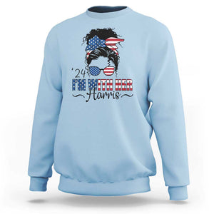 I'm With Her Harris Sweatshirt Kamala Support President 2024 USA Flag TS11 Light Blue Print Your Wear