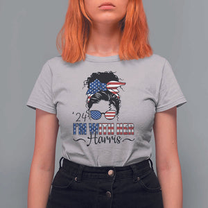 I'm With Her Harris T Shirt For Women Kamala Support President 2024 USA Flag TS11 Ice Gray Print Your Wear