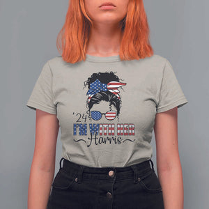 I'm With Her Harris T Shirt For Women Kamala Support President 2024 USA Flag TS11 Sand Print Your Wear