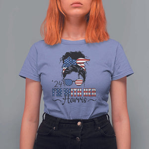 I'm With Her Harris T Shirt For Women Kamala Support President 2024 USA Flag TS11 Violet Print Your Wear