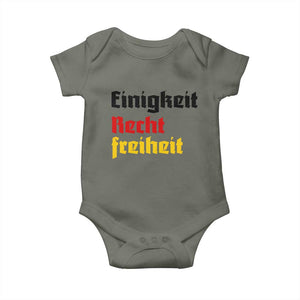 German Heritage Baby Onesie Einigkeit Recht Freiheit Germany Flag TS11 Military Green Print Your Wear
