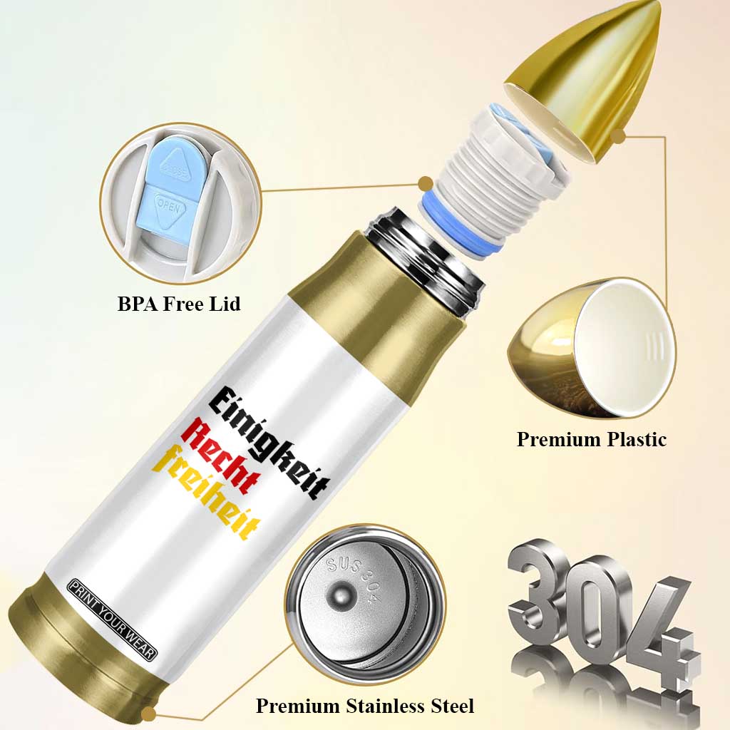 German Heritage Bullet Tumbler Einigkeit Recht Freiheit Germany Flag TS11 Print Your Wear