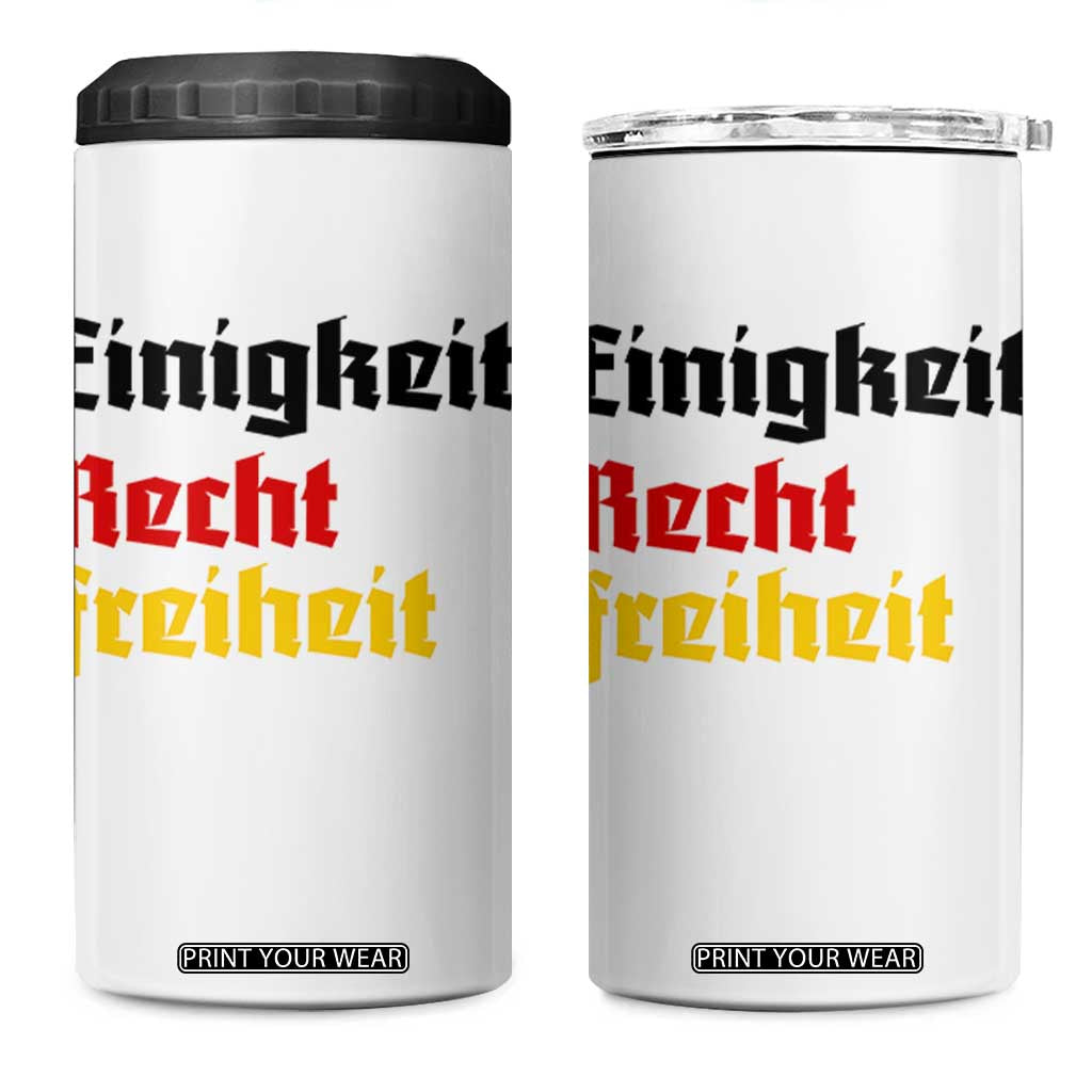 German Heritage 4 in 1 Can Cooler Tumbler Einigkeit Recht Freiheit Germany Flag TS11 One Size: 16 oz White Print Your Wear