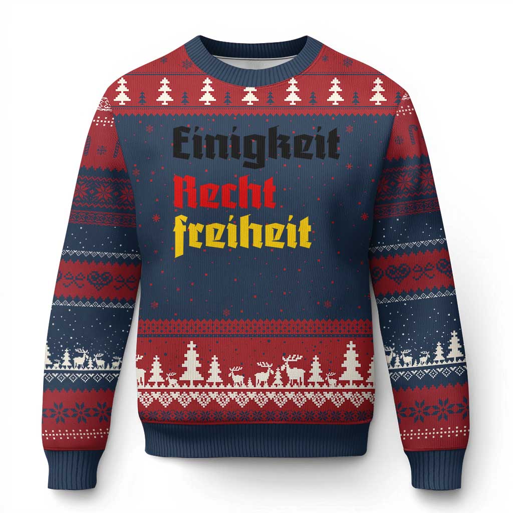 German Heritage Ugly Christmas Sweater Einigkeit Recht Freiheit Germany Flag TS11 Navy Red Print Your Wear