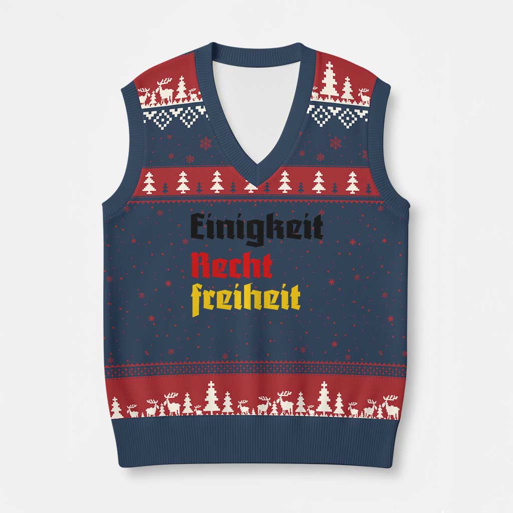 German Heritage V-Neck Knit Sweater Vest Einigkeit Recht Freiheit Germany Flag TS11 Navy Red Print Your Wear