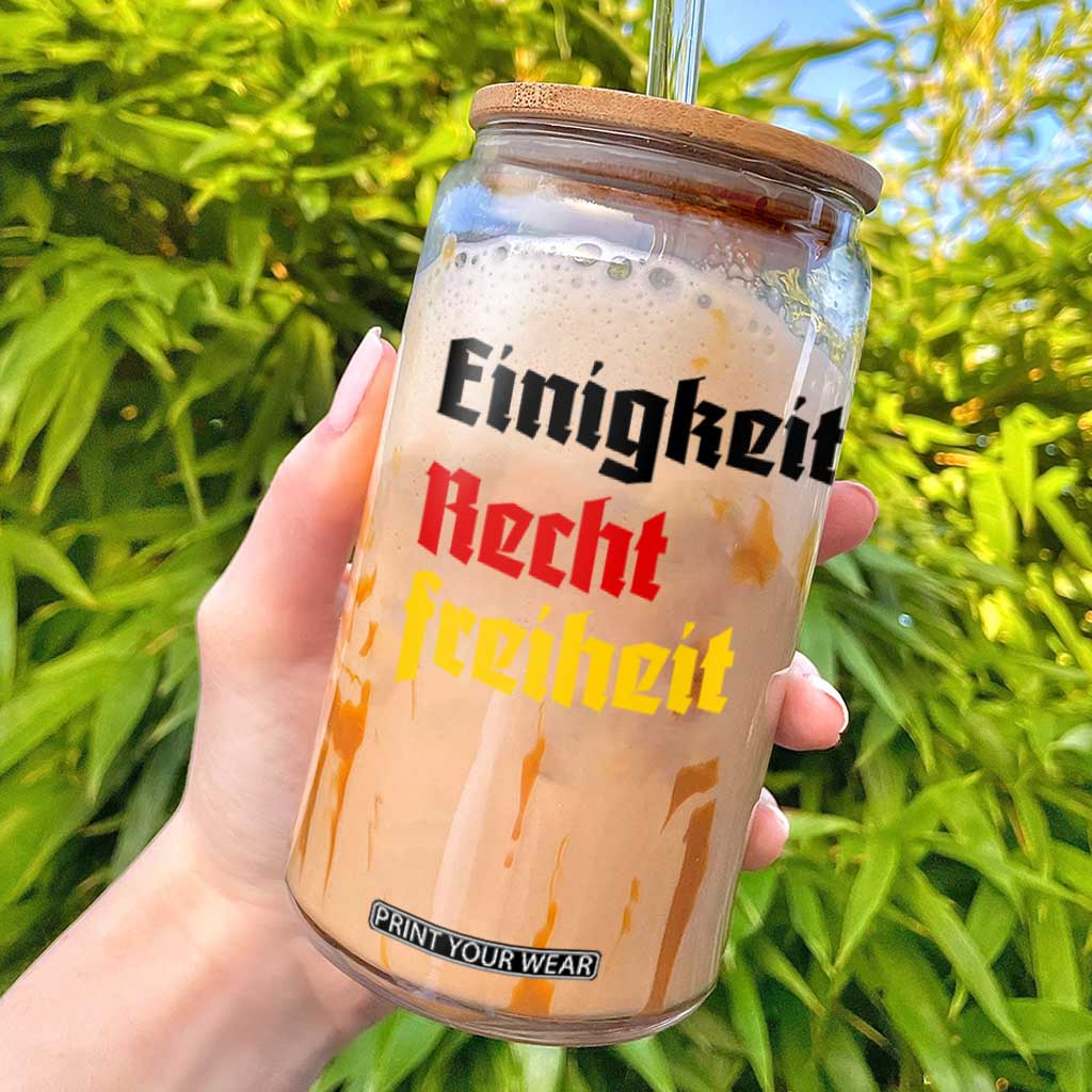 German Heritage Glass Can Einigkeit Recht Freiheit Germany Flag TS11 White Print Your Wear