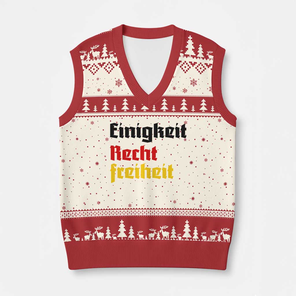 German Heritage V-Neck Knit Sweater Vest Einigkeit Recht Freiheit Germany Flag TS11 Beige Red Print Your Wear
