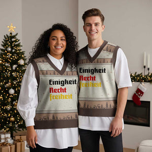 German Heritage V-Neck Knit Sweater Vest Einigkeit Recht Freiheit Germany Flag TS11 Mocha Mousse Print Your Wear