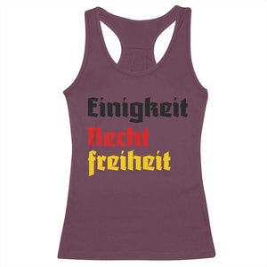 German Heritage Racerback Tank Top Einigkeit Recht Freiheit Germany Flag TS11 Maroon Print Your Wear