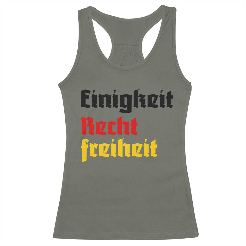 German Heritage Racerback Tank Top Einigkeit Recht Freiheit Germany Flag TS11 Military Green Print Your Wear