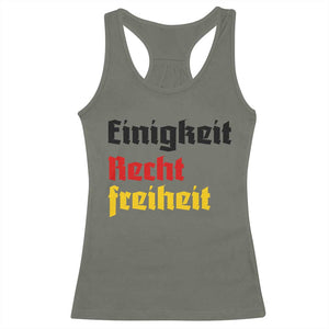German Heritage Racerback Tank Top Einigkeit Recht Freiheit Germany Flag TS11 Military Green Print Your Wear
