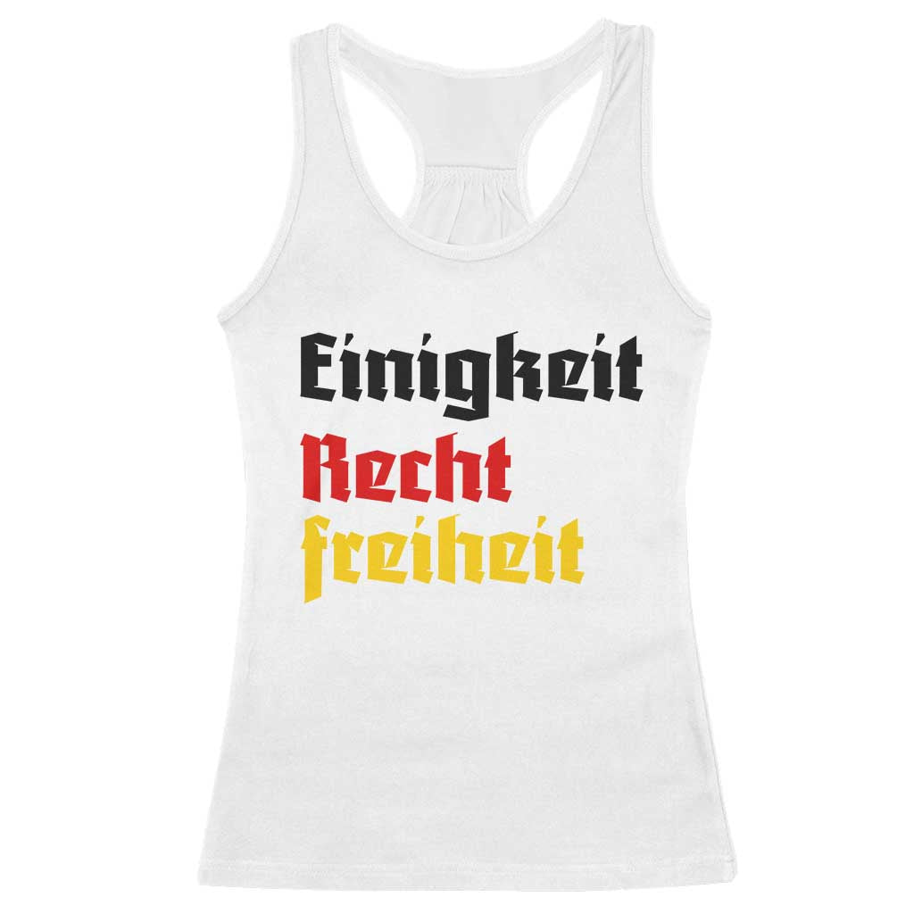 German Heritage Racerback Tank Top Einigkeit Recht Freiheit Germany Flag TS11 White Print Your Wear