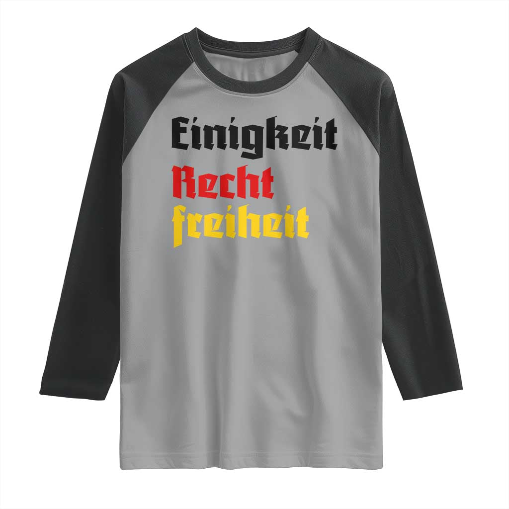 German Heritage Raglan Shirt Einigkeit Recht Freiheit Germany Flag TS11 Sport Gray Black Print Your Wear