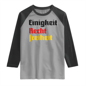 German Heritage Raglan Shirt Einigkeit Recht Freiheit Germany Flag TS11 Sport Gray Black Print Your Wear