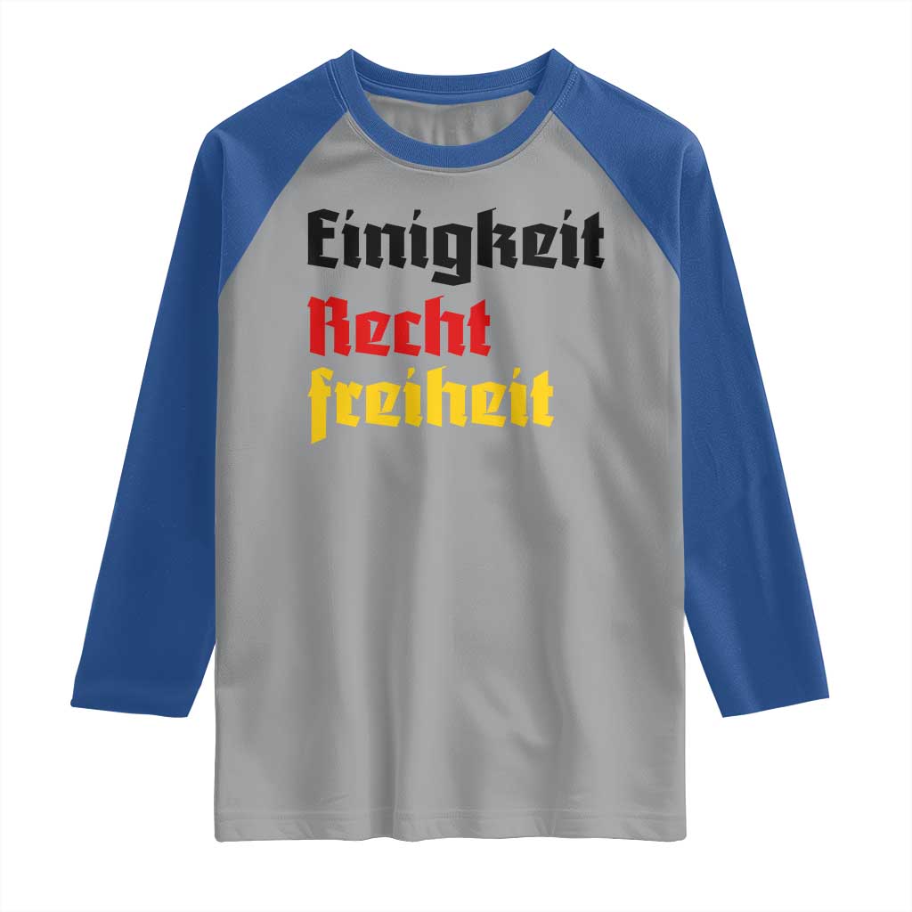 German Heritage Raglan Shirt Einigkeit Recht Freiheit Germany Flag TS11 Sport Gray Royal Print Your Wear