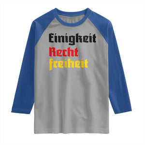 German Heritage Raglan Shirt Einigkeit Recht Freiheit Germany Flag TS11 Sport Gray Royal Print Your Wear