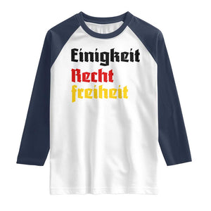 German Heritage Raglan Shirt Einigkeit Recht Freiheit Germany Flag TS11 White Navy Print Your Wear