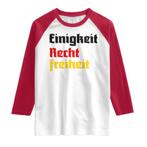 German Heritage Raglan Shirt Einigkeit Recht Freiheit Germany Flag TS11 White Red Print Your Wear