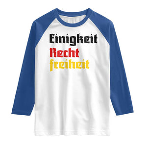 German Heritage Raglan Shirt Einigkeit Recht Freiheit Germany Flag TS11 White Royal Print Your Wear