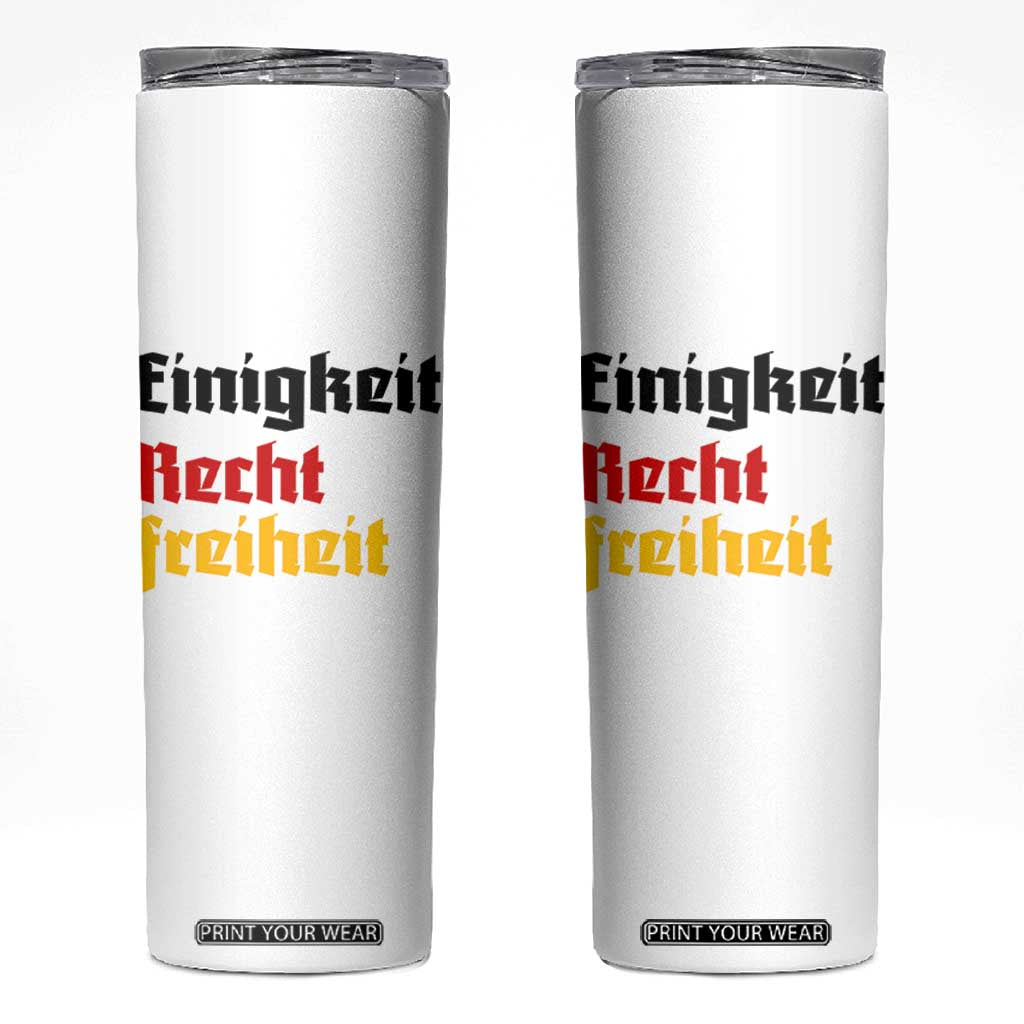 German Heritage Skinny Tumbler Einigkeit Recht Freiheit Germany Flag TS11 White Print Your Wear