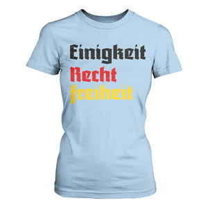 German Heritage T Shirt For Women Einigkeit Recht Freiheit Germany Flag TS11 Light Blue Print Your Wear
