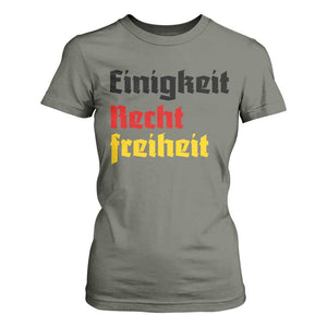 German Heritage T Shirt For Women Einigkeit Recht Freiheit Germany Flag TS11 Military Green Print Your Wear