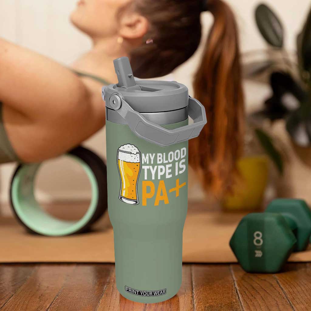 Funny My Blood Type Is IPA Flip Straw Tumbler IPA Beer Drinking TS11 One Size: 30 oz Moss Green Print Your Wear