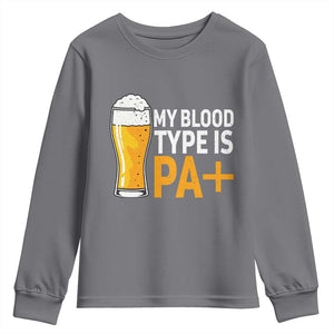 Funny My Blood Type Is IPA Youth Sweatshirt IPA Beer Drinking TS11 Charcoal Print Your Wear