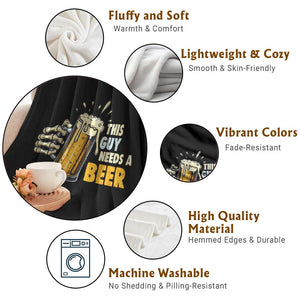 Funny This Guy Needs A Beer Throw Blanket Beer Drinking Skeleton Hand TS11 Print Your Wear