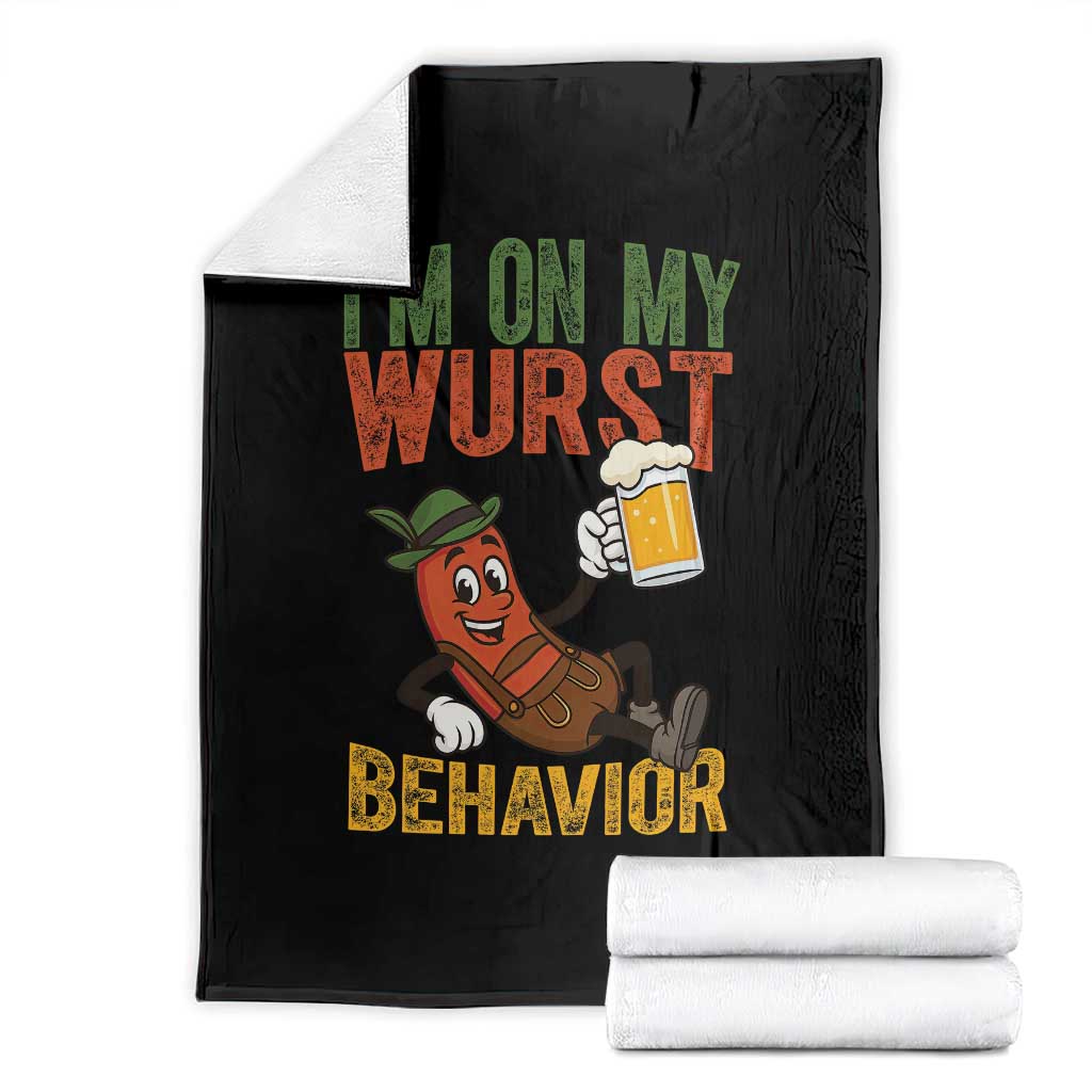 Funny I Am On My Wurst Behavior Throw Blanket German Oktoberfest Sausage TS11 Black Print Your Wear